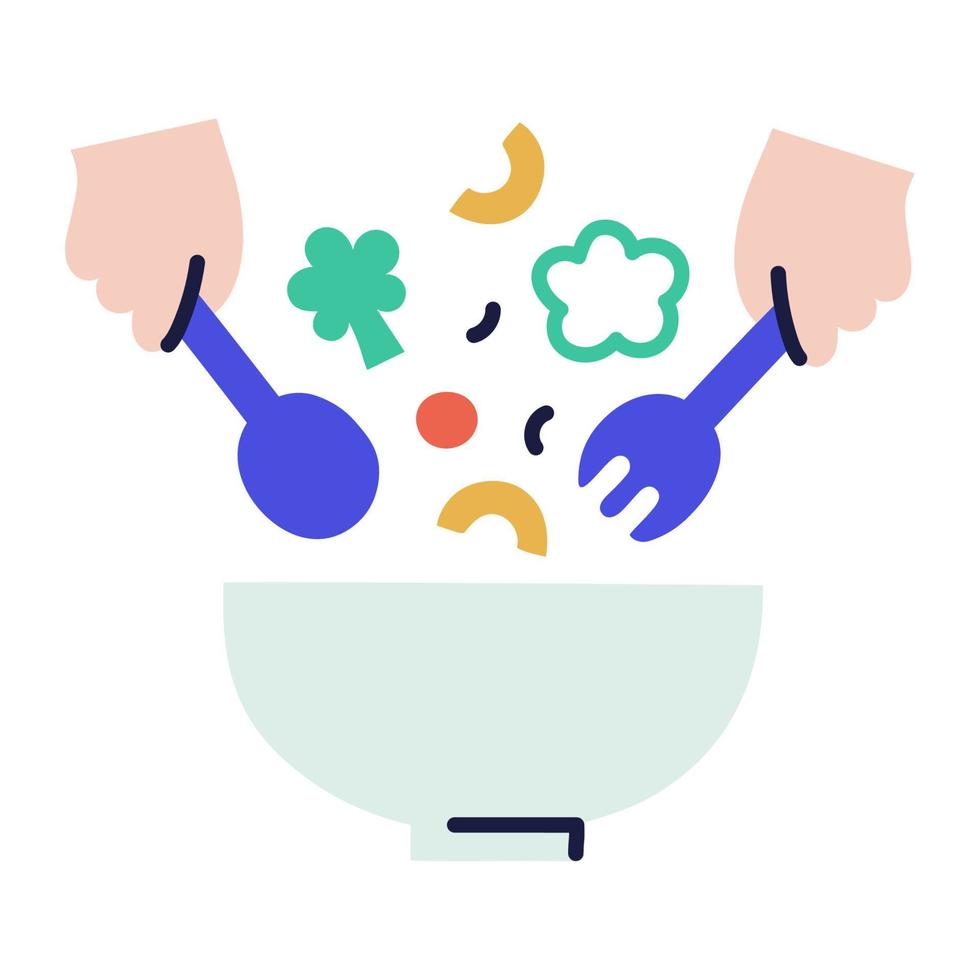 ensalada. icono de cocina de fideos dibujados a mano. vector