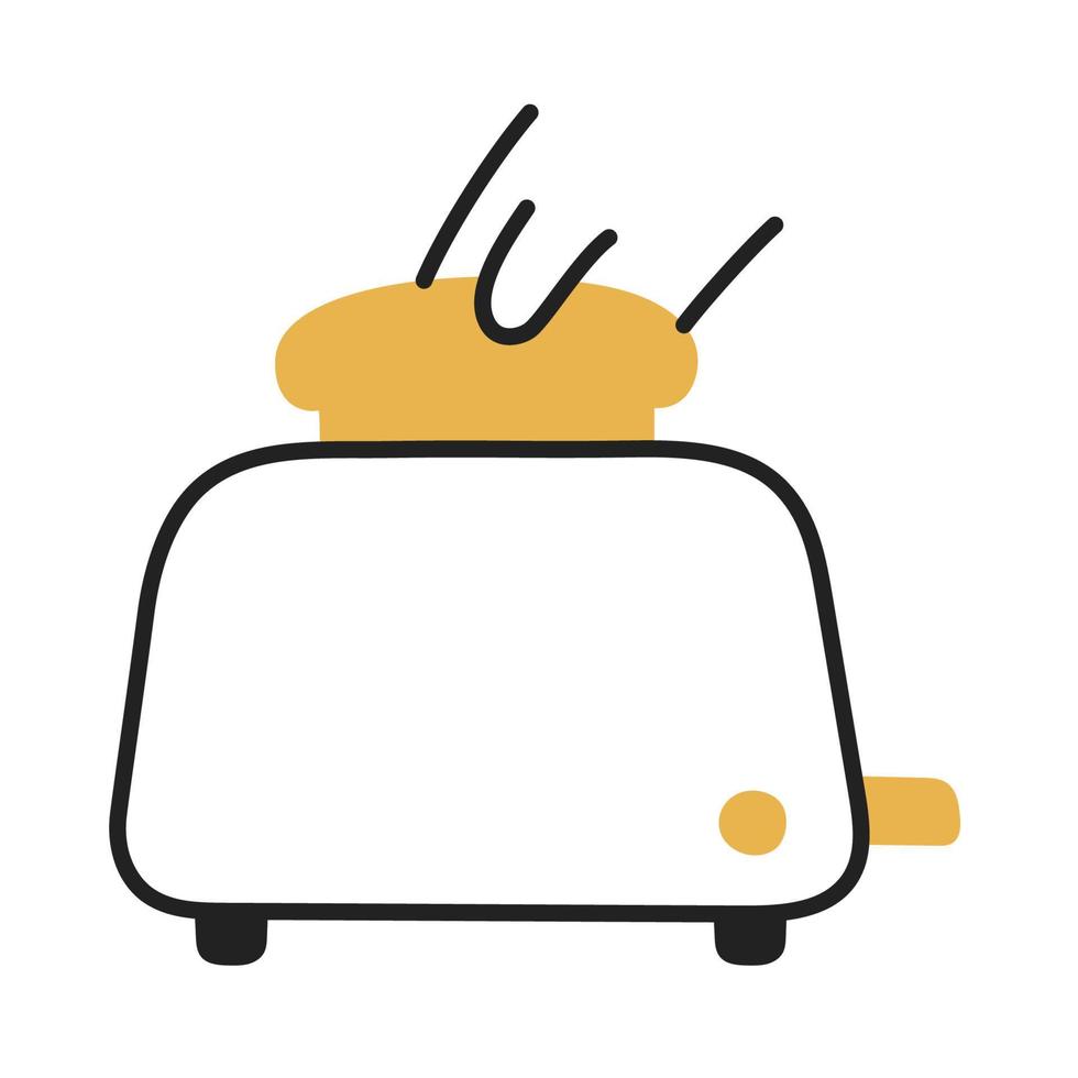 Bread toaster. Hand Drawn Doodle Cooking Icon. vector