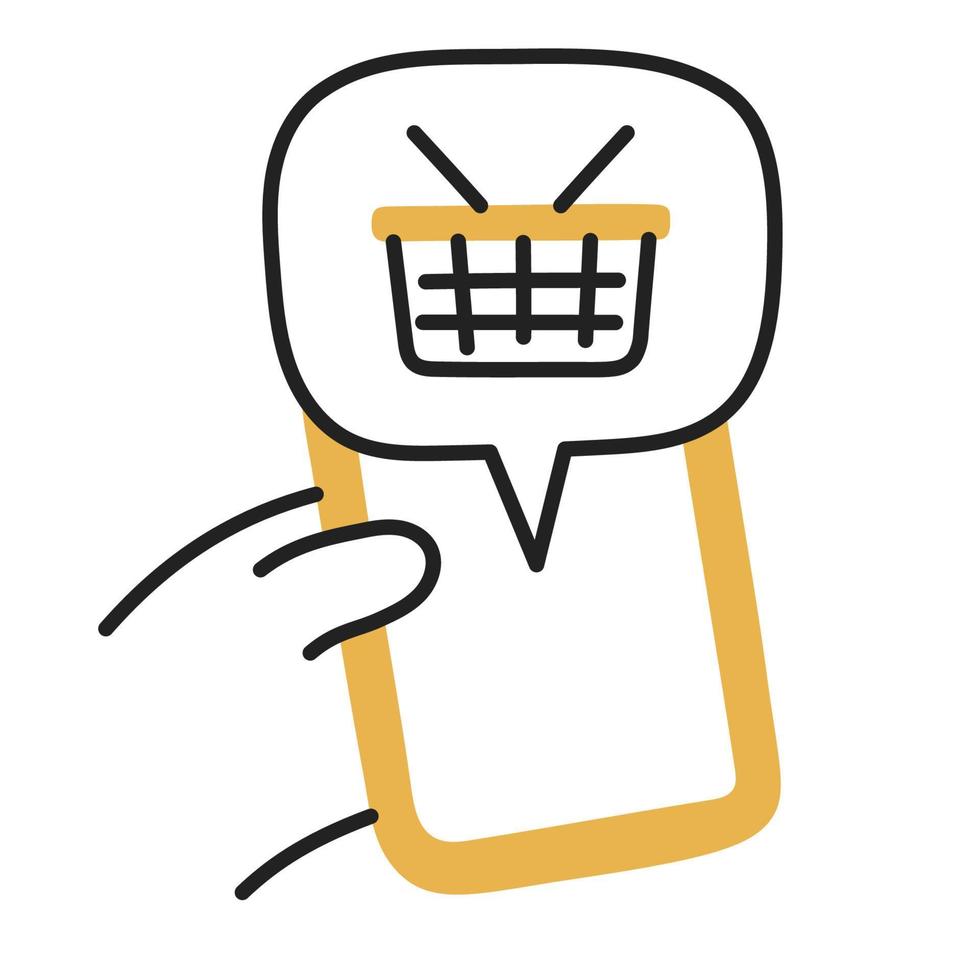 Online shopping. Hand Drawn Doodle Shopping Icon. vector