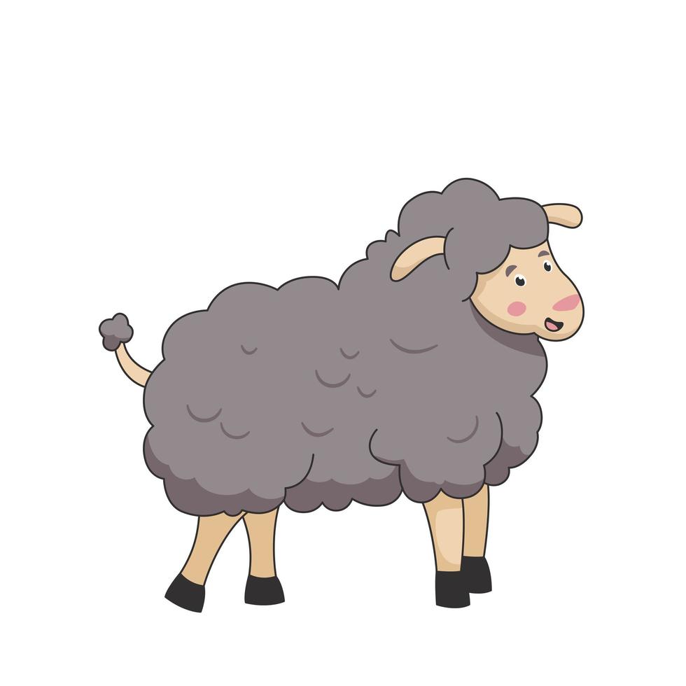 Cartoon happy sheep posing and smile vector