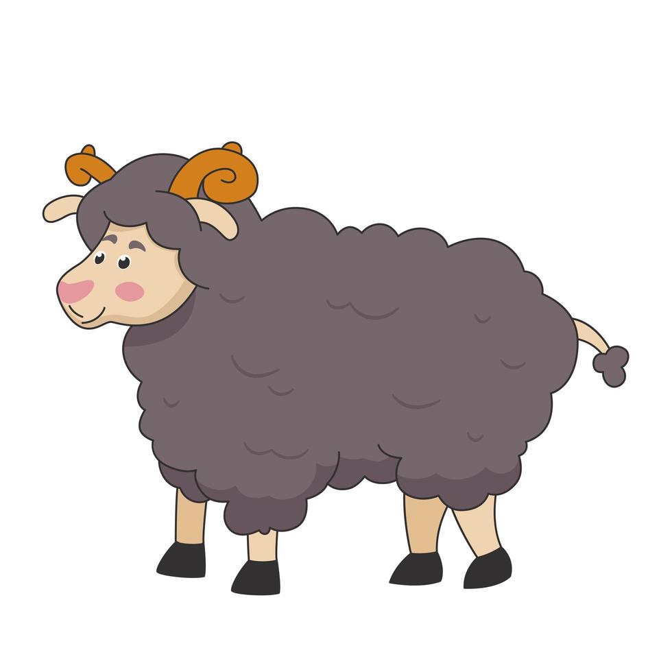 cartoon grey ram cartoon isolated on white vector