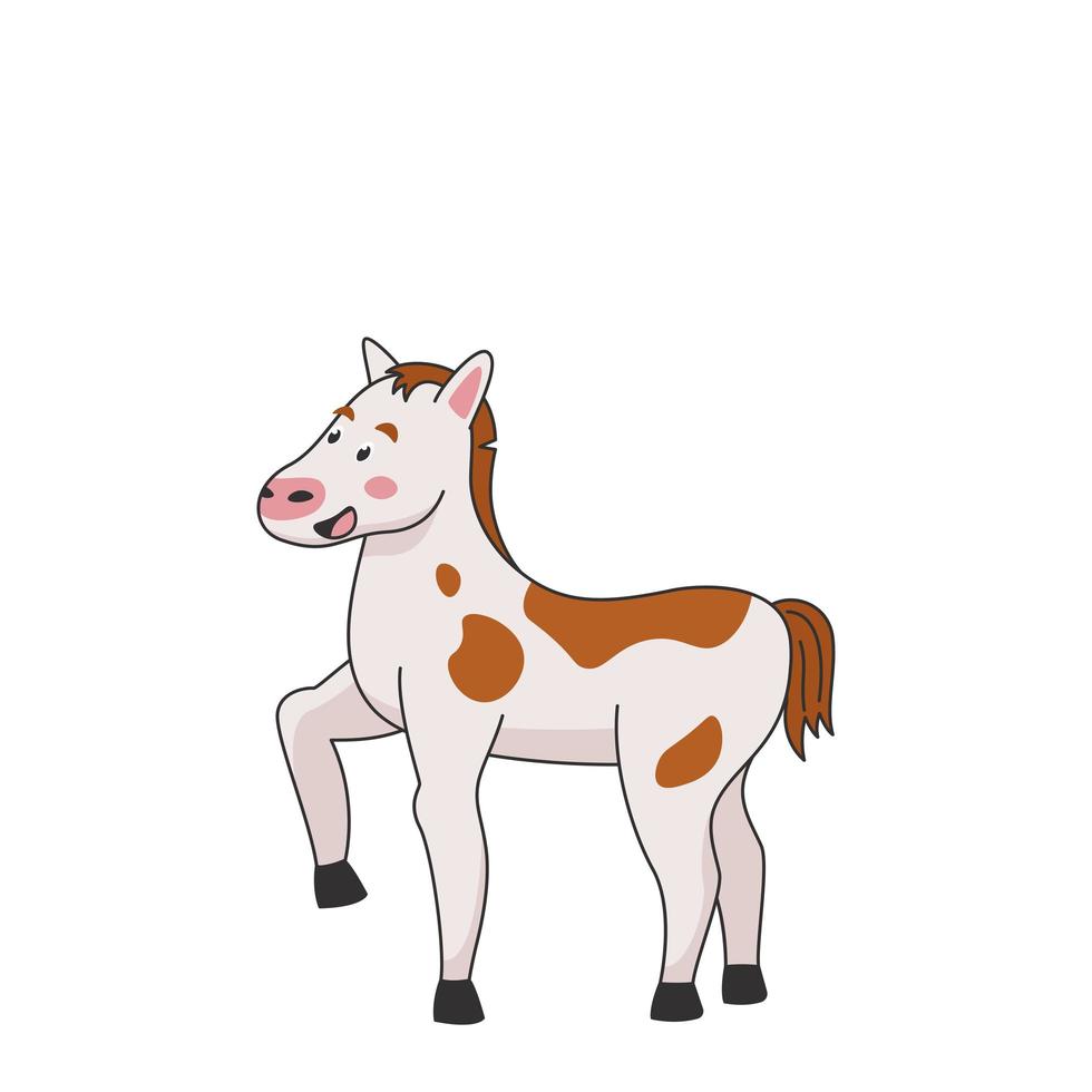 Cartoon cute spotted foal standing and smile vector