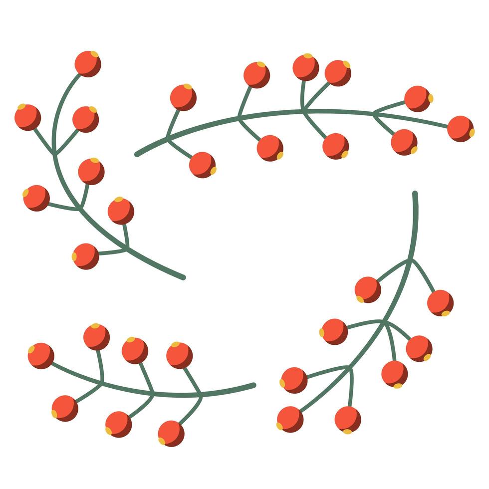 set of cartoon bunch of folk red berries vector