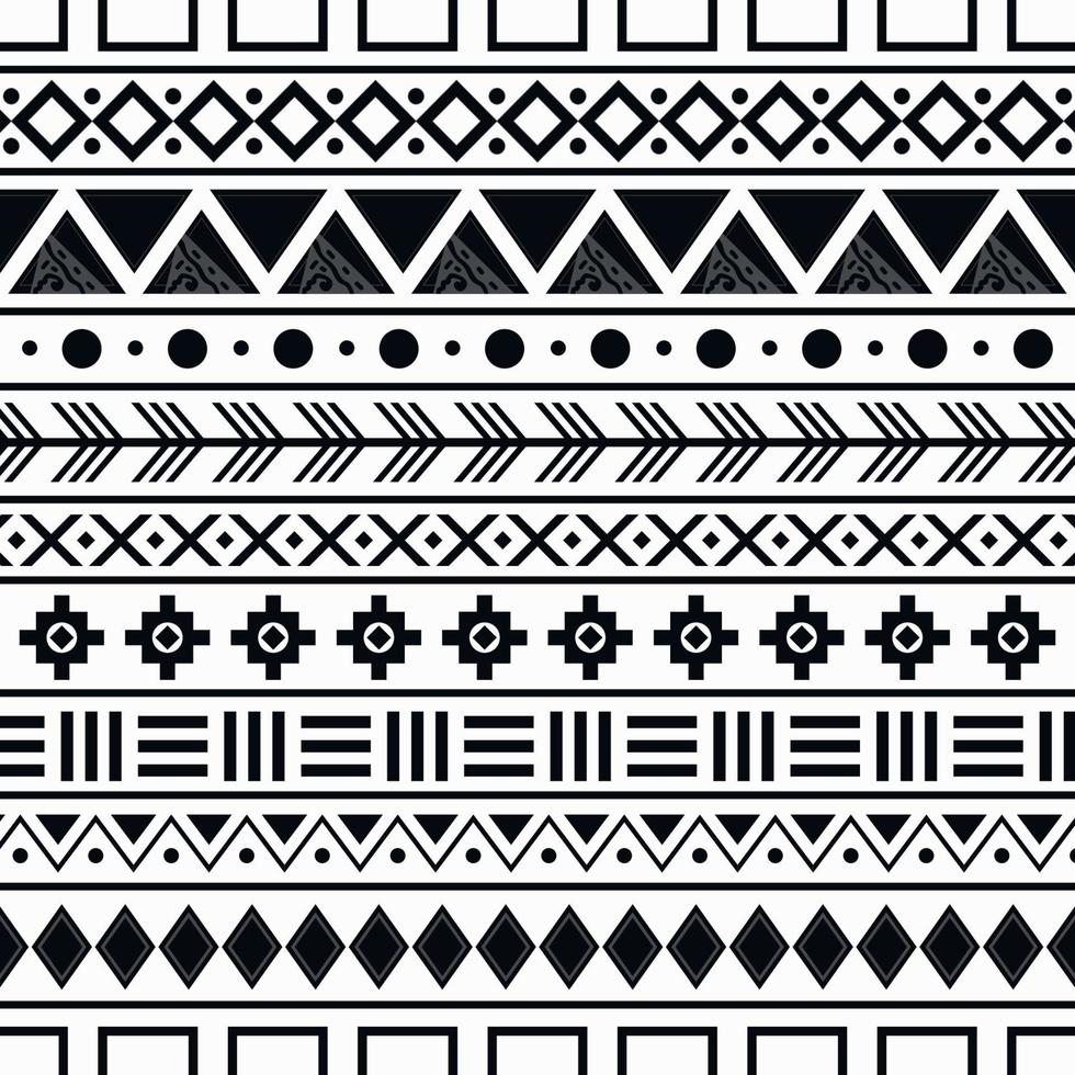 arte tradicional patrón tribal étnico fondo blanco y negro adecuado para tela impresa vector