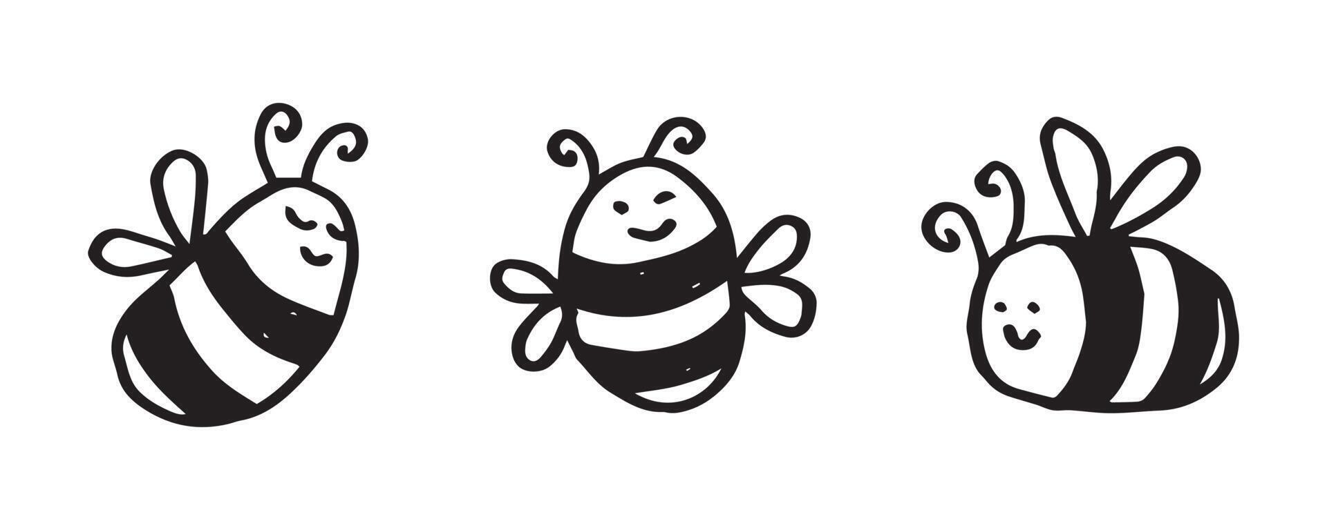 Honey bees in cute characters. cartoon design of animal illustrations. vector