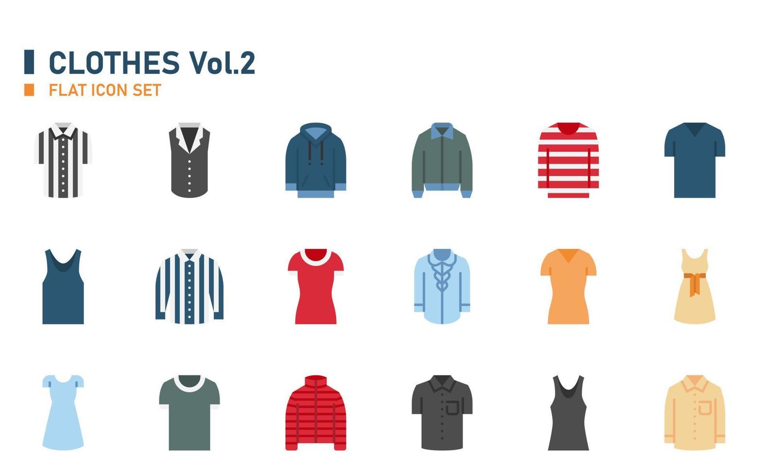 Clothes flat icon set. vector