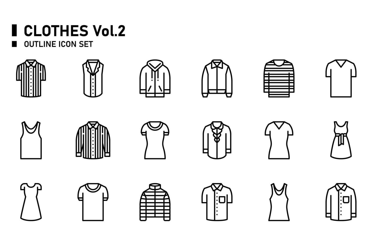 Clothes outline icon set. vector
