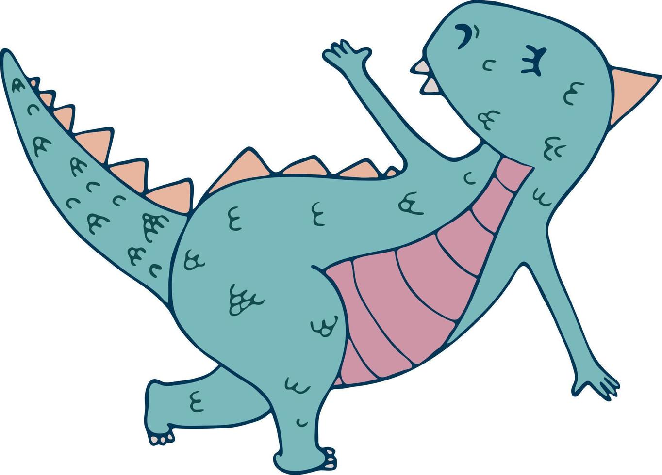 dinosaurio en asanas de yoga, ilustración vectorial dibujada a mano vector