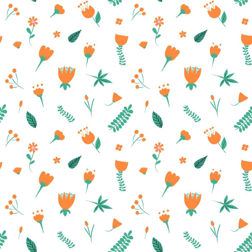 Doodle de patrones sin fisuras con flores de colores para el diseño de papel tapiz. estampado textil natural. patrón vectorial dibujado a mano. vector