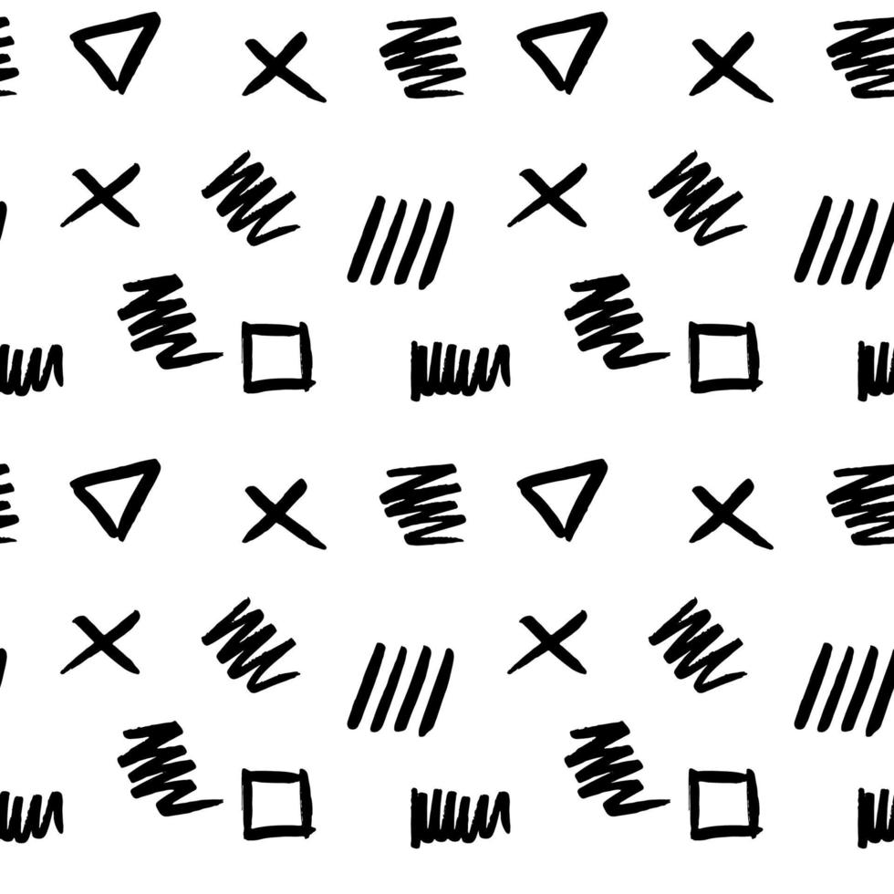 Handdrawn brush stroke seamless pattern. Memphis style pattern. Abstract background. vector