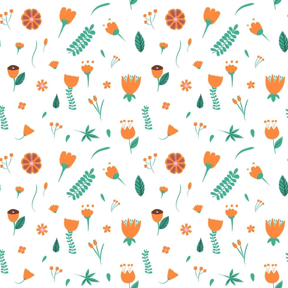 Doodle de patrones sin fisuras con flores de colores para el diseño de papel tapiz. estampado textil natural. patrón vectorial dibujado a mano. vector