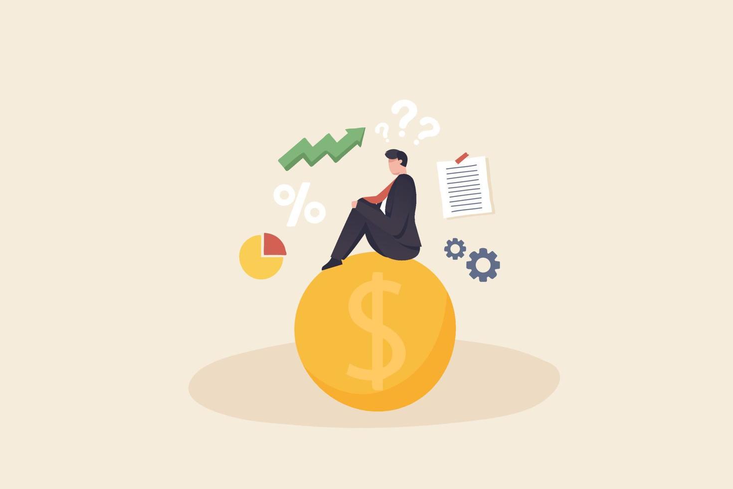 Money question, where to invest, pay off debt or invest to earn profit, financial choice or alternative to make decision concept. vector