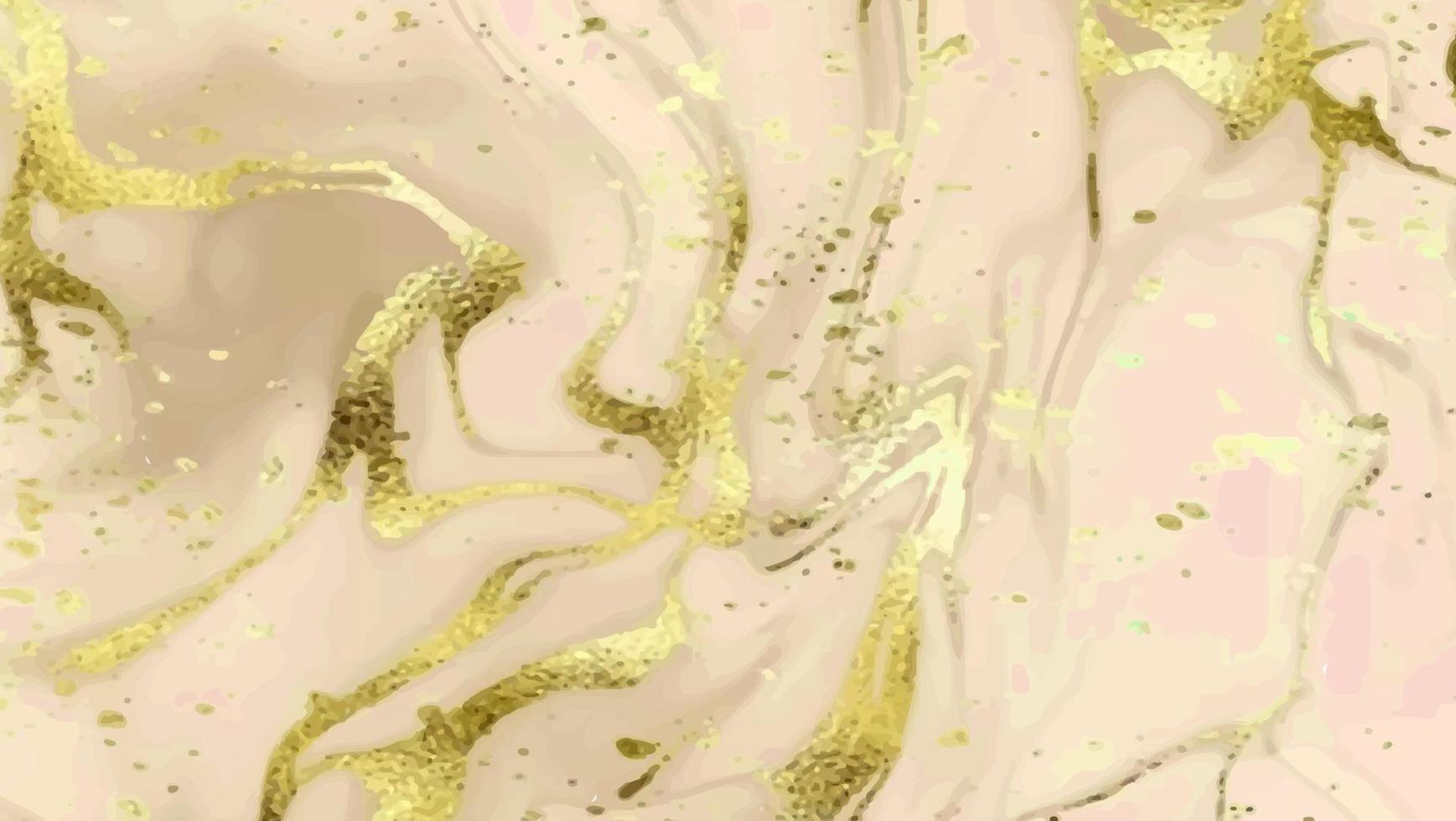 Liquid marble painting background design with gold glitter dust texture. vector