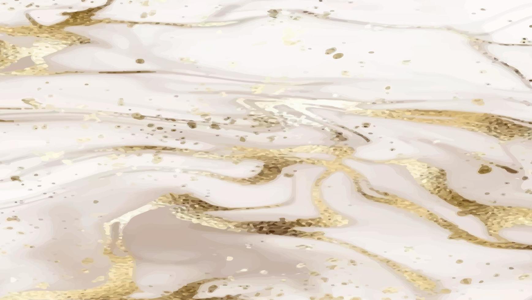 Liquid marble painting background design with gold glitter dust texture. vector