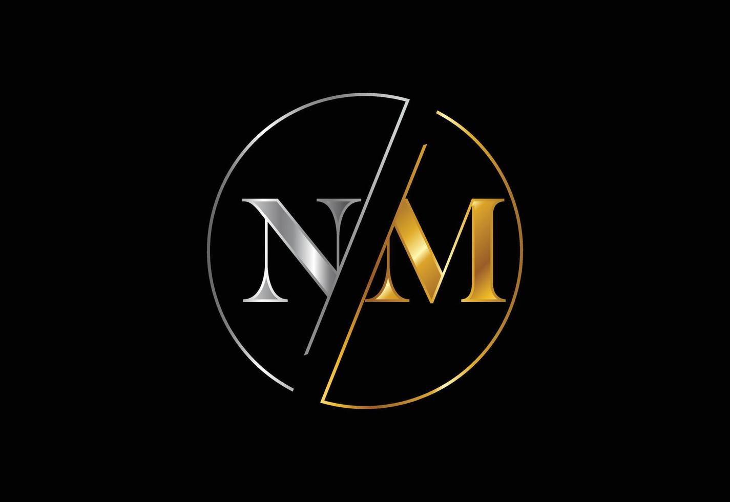 plantilla de vector de diseño de logotipo de letra de monograma inicial nm. diseño de logotipo de letra nm