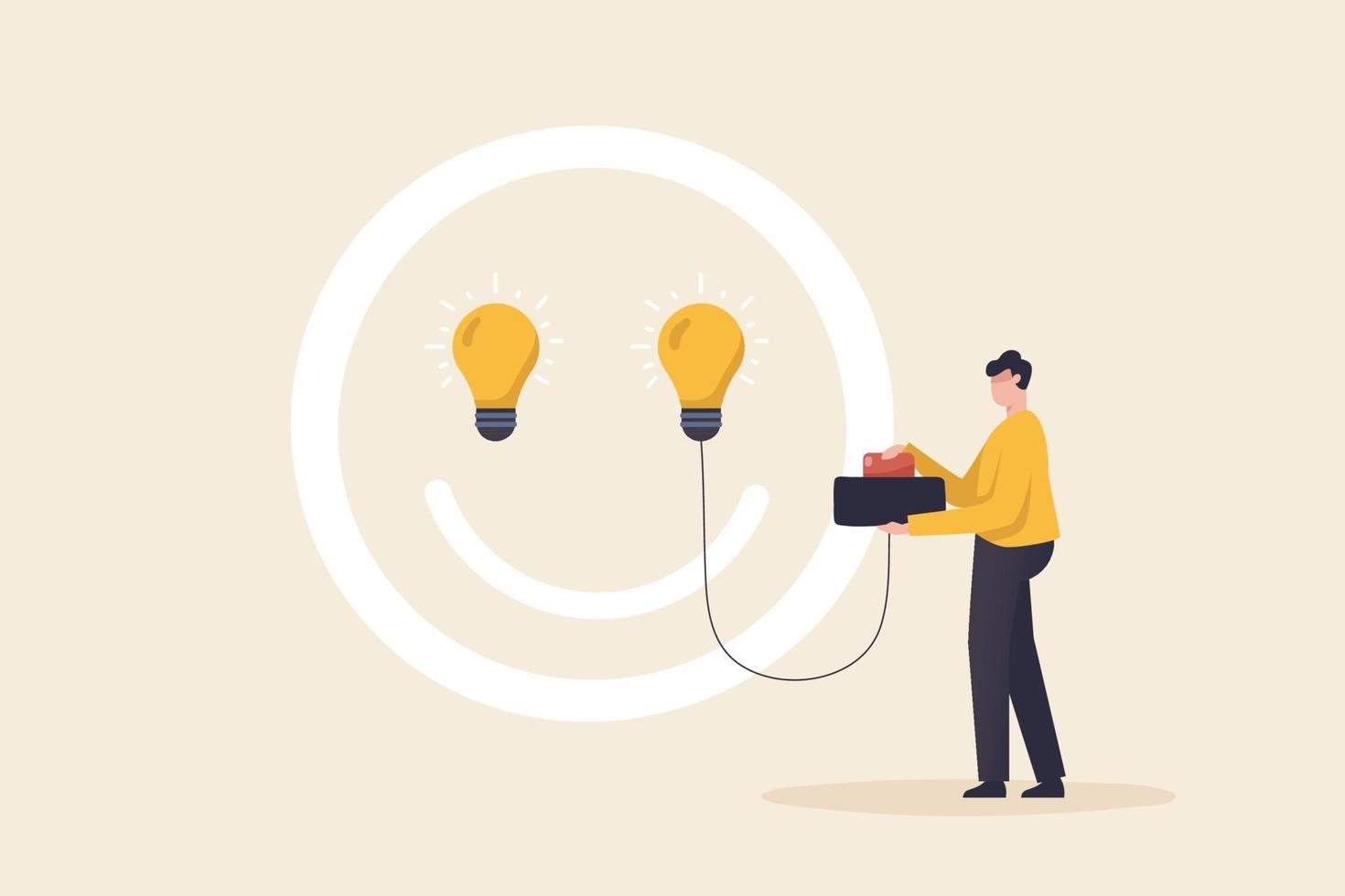 Happiness and positive thinking, optimism or motivation to live happy life concept. vector