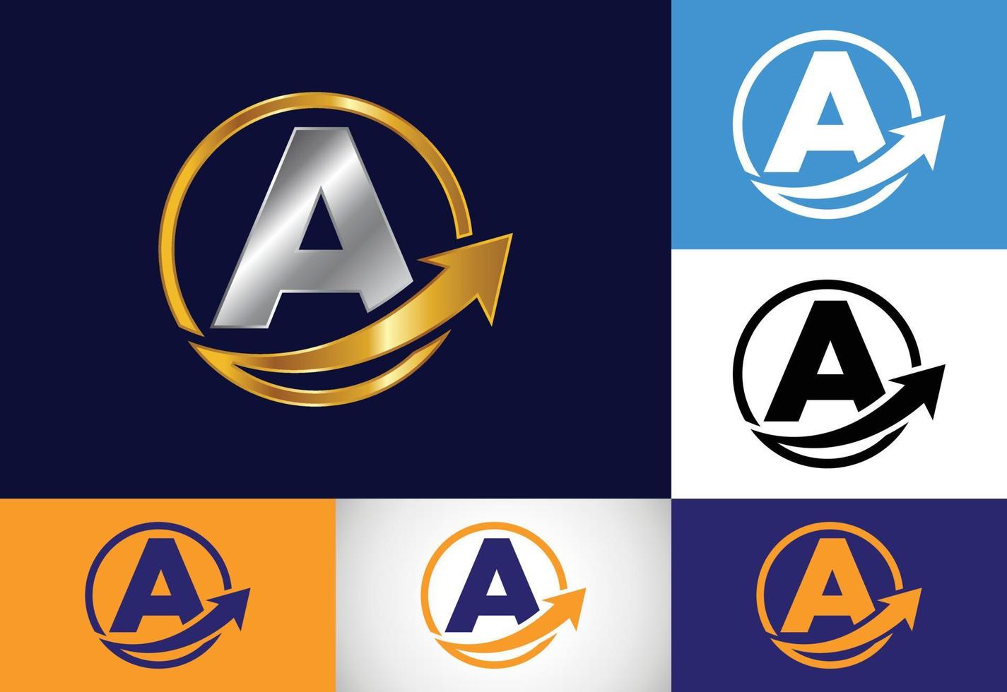 Inicial un diseño de símbolo de alfabeto de monograma incorporado con la flecha. concepto de logotipo financiero o de éxito. emblema de fuente logotipo para la identidad empresarial y empresarial vector