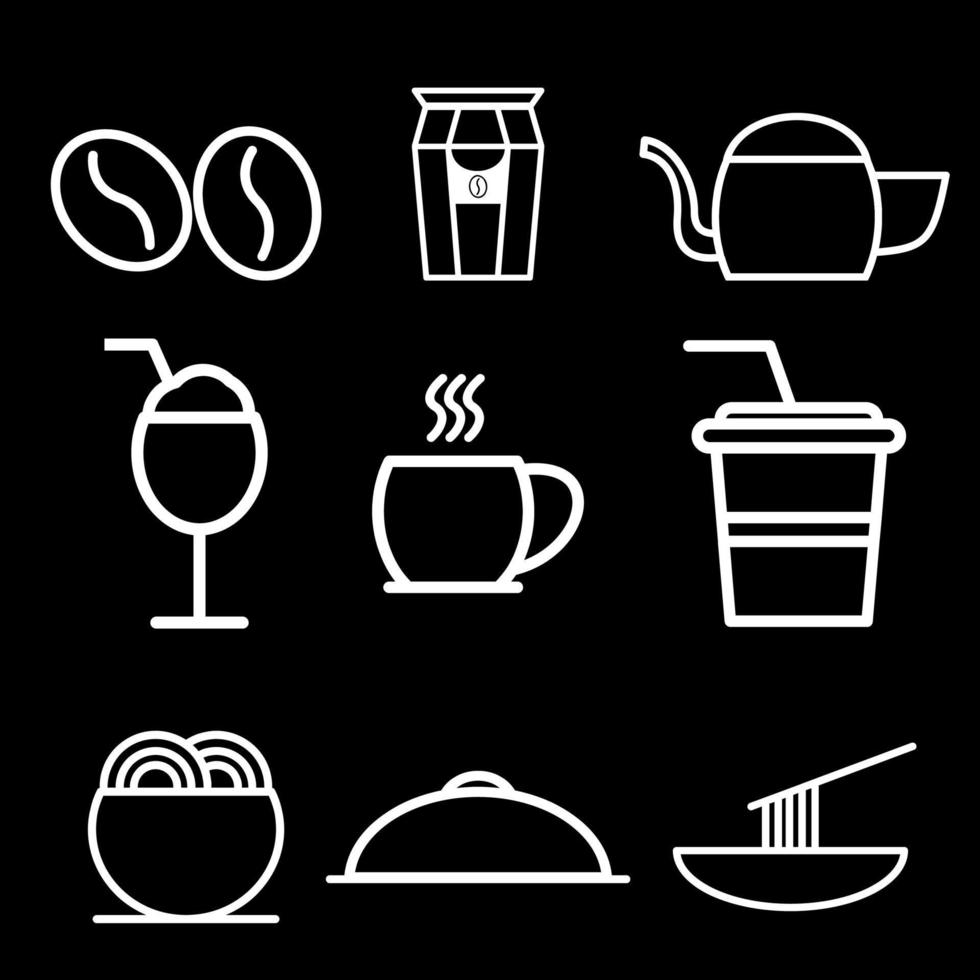 cafe themed icon set vector