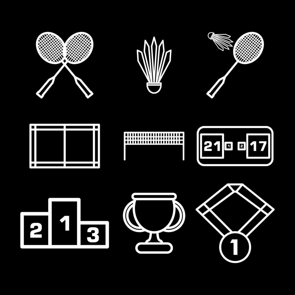 badminton sport set icon design vector