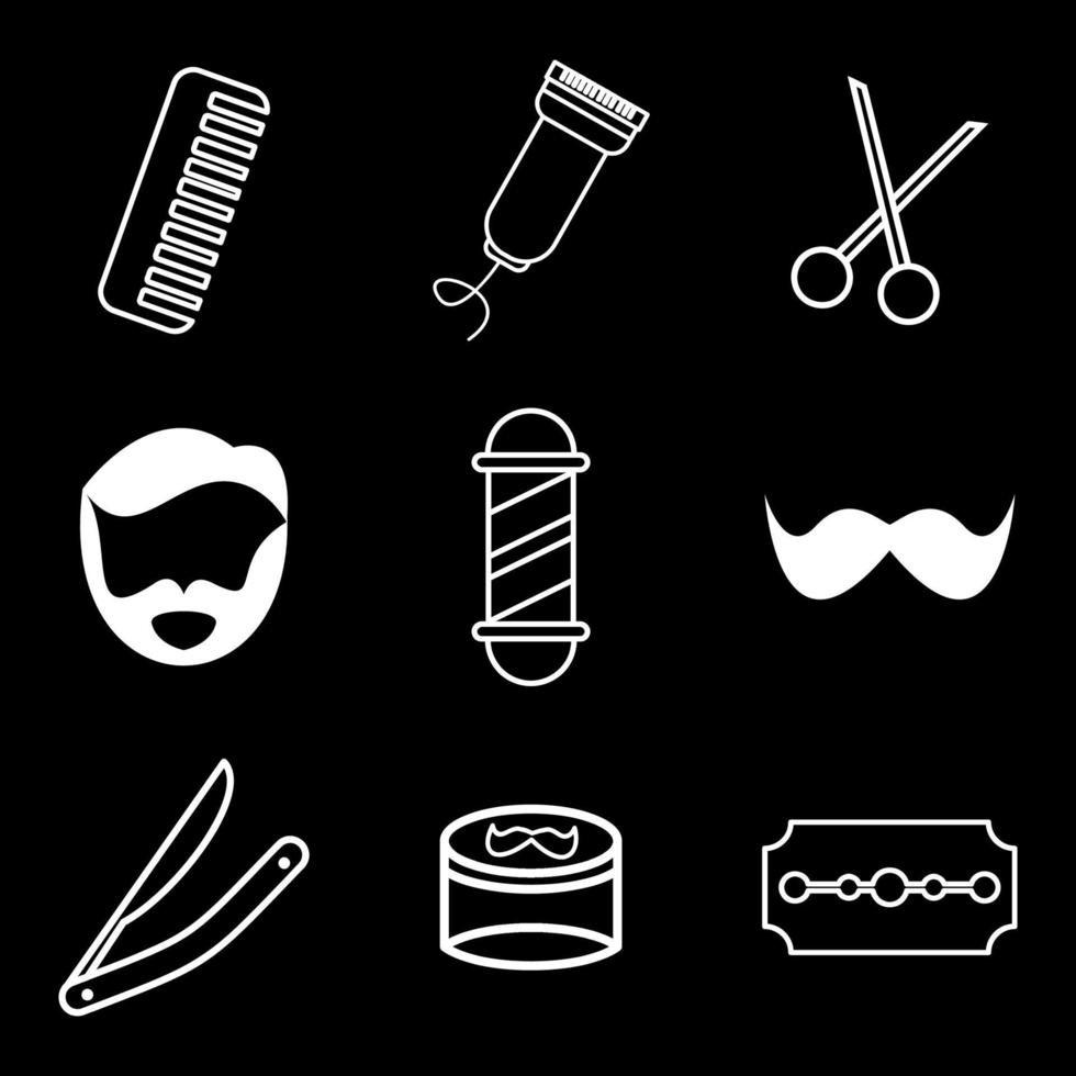 barbershop icon set vector