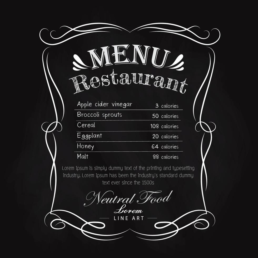 Blackboard restaurant menu hand drawn frame vintage label vector
