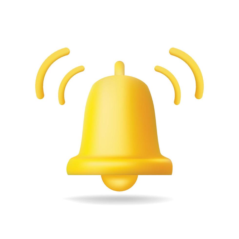 icono de campana de mensaje de notificación 3d. vector