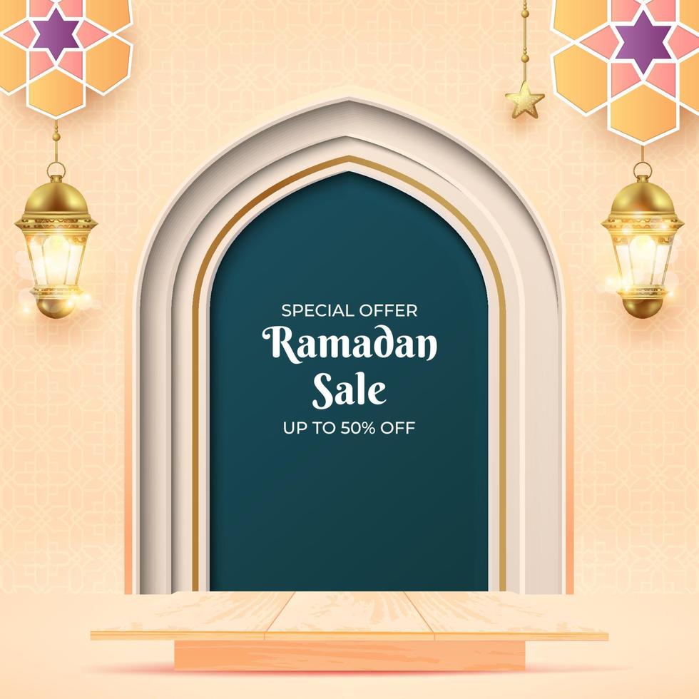 realistic ramadan sale banner for promotion vector