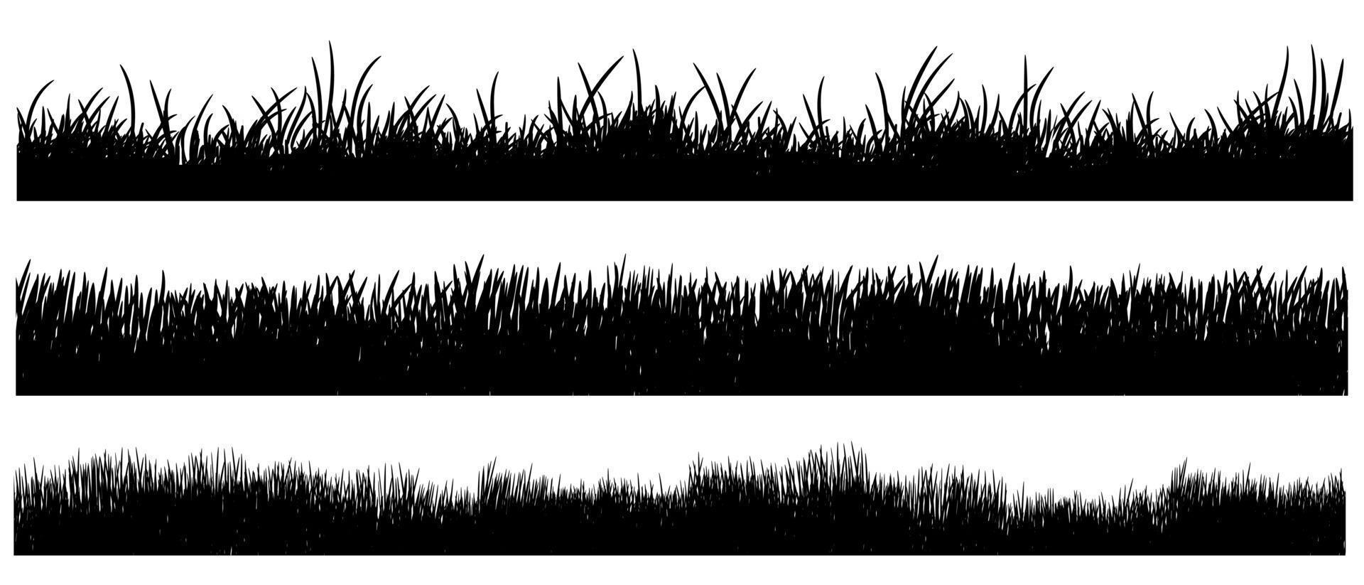 grass brush border, grass edge, grass silhouette black for background or banner vector