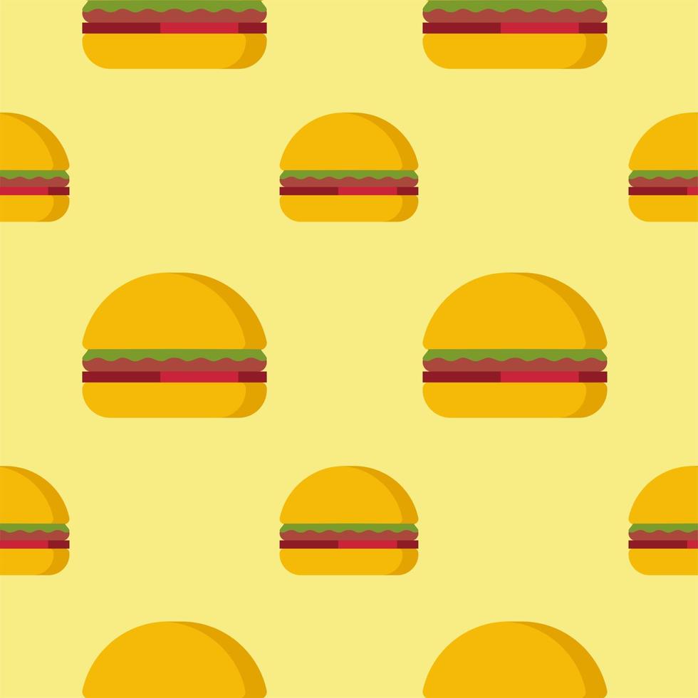 Burger seamless pattern. Fast food pattern. Flat design Vector Illustration
