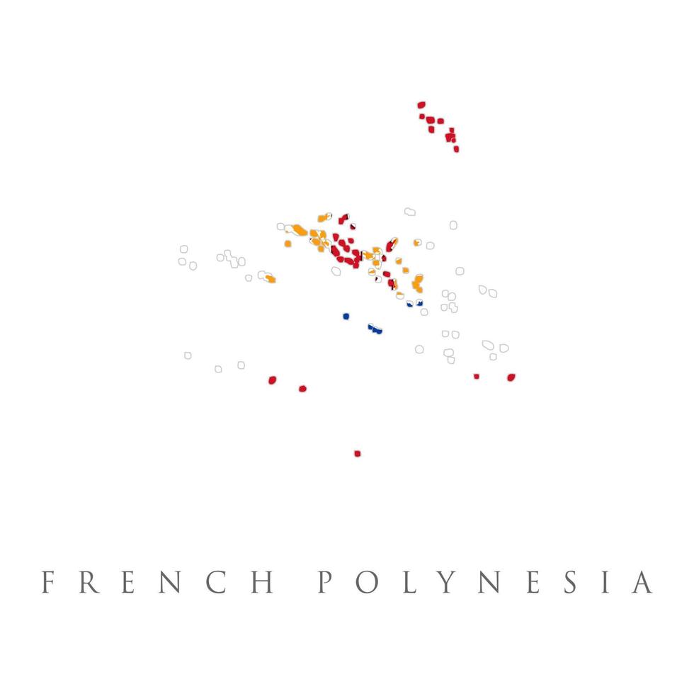 mapa de polinesia francesa con bandera. mapa de polinesia francesa con bandera aislado sobre fondo blanco. país de ultramar y colectividad de francia. ilustración vectorial vector