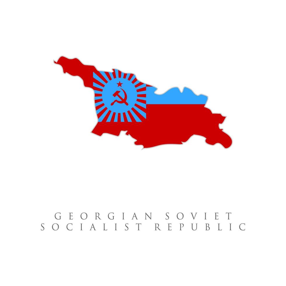 Georgian soviet socialist republic flag map. isolated on white background vector