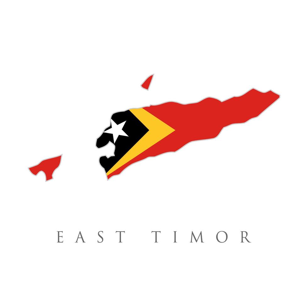 mapa vectorial oriental de timor oriental con bandera. aislado, fondo blanco. vector de bandera de timor - bandera oficial de timor oriental con color original. concepto de viaje y turismo de bandera de país