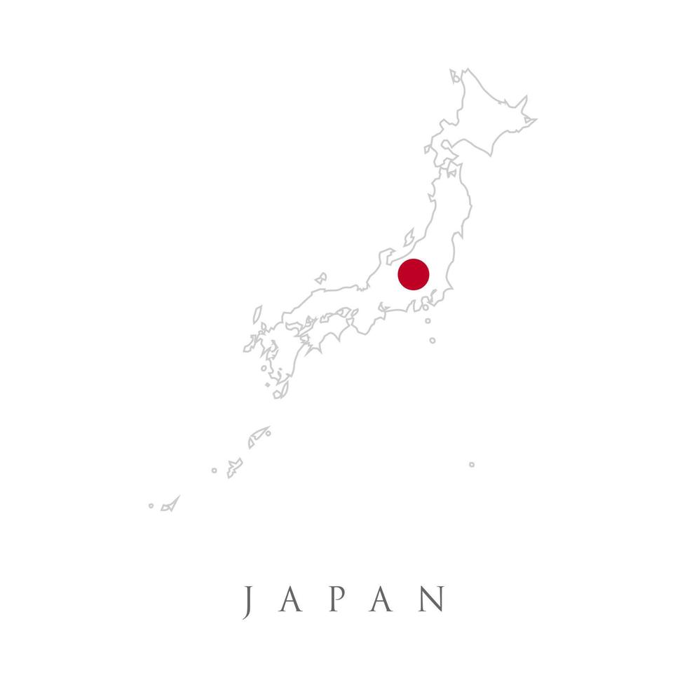 bandera de japón con mapas territorio de japón ilustración vectorial. mapa de japón con la imagen de la bandera nacional. vector