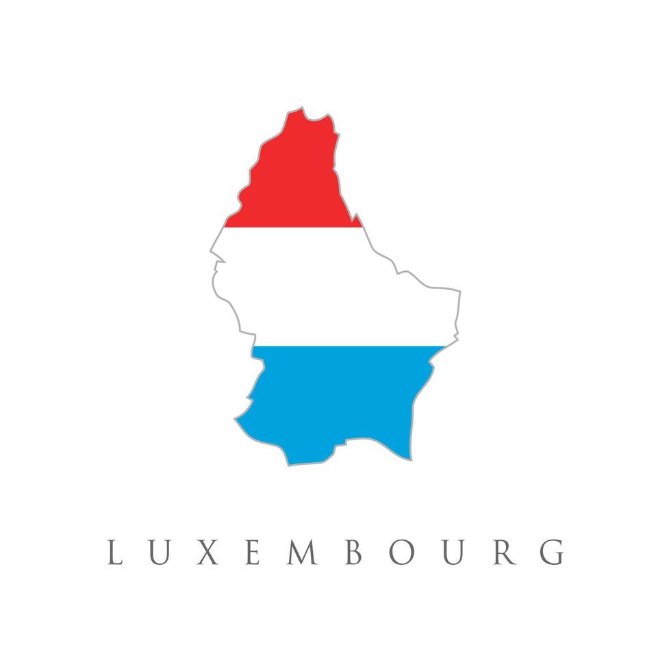 Map and flag of Luxembourg. Vector isolated simplified illustration icon with silhouette of Luxembourg map. National Luxembourgish flag red, white, blue colors. Simple vector Luxembourg flag