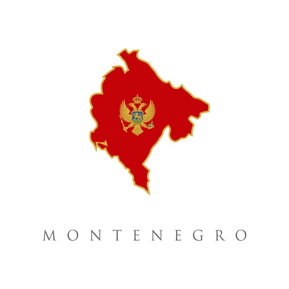 Borde de mapa de montenegro con vector de bandera. montenegro bienvenido al texto y la bandera del país dentro del diseño vectorial del mapa fronterizo del país. mapa de montenegro con la bandera nacional montenegrina