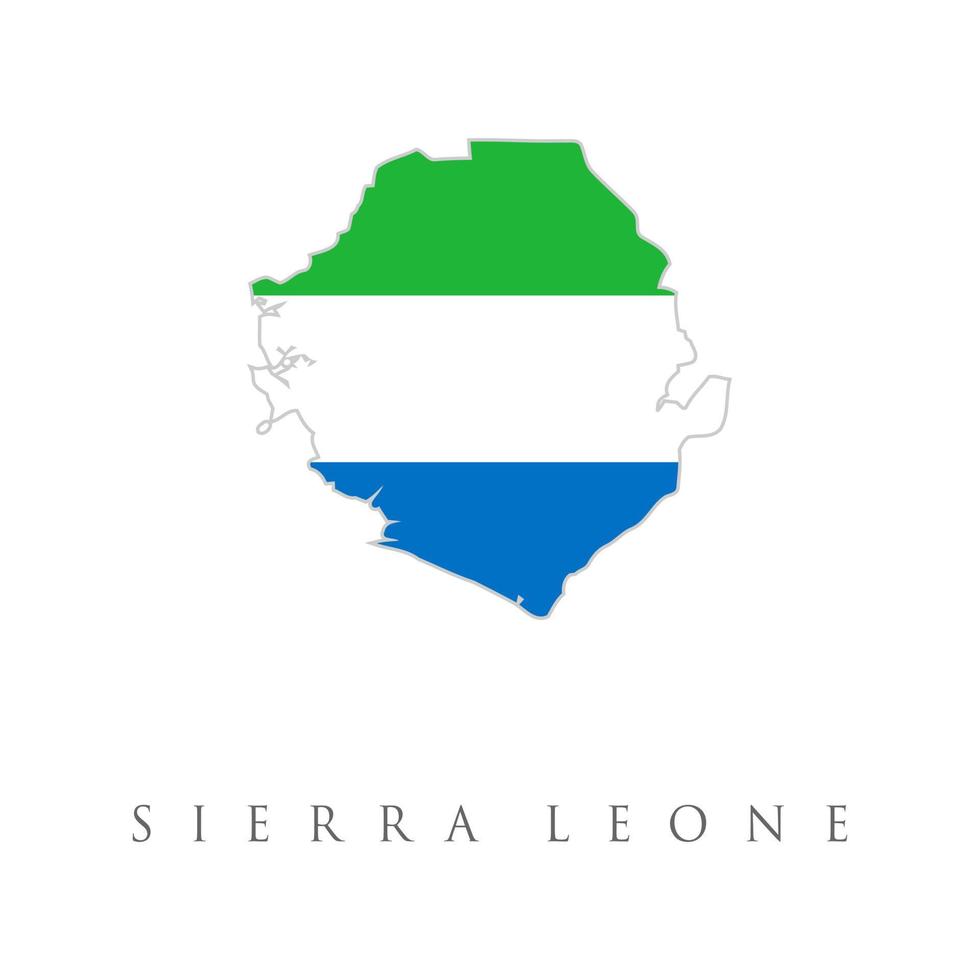 mapa de sierra leona con la imagen de la bandera nacional. bandera del país de sierra leona dentro del logotipo del icono del diseño del contorno del mapa. territorio y bandera sierra leona vector