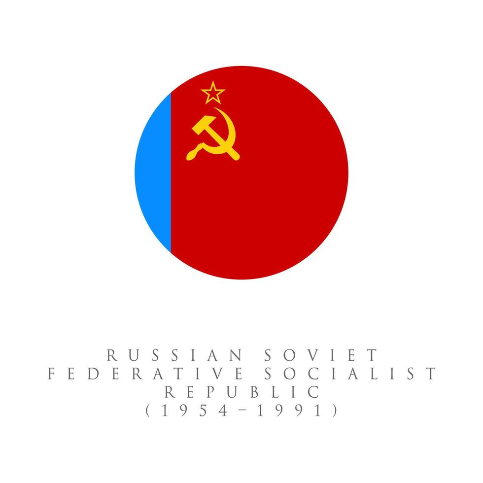 bandera de la república socialista federativa soviética rusa 1954 1991 logotipo circular. ilustración de vector de bandera de unión soviética