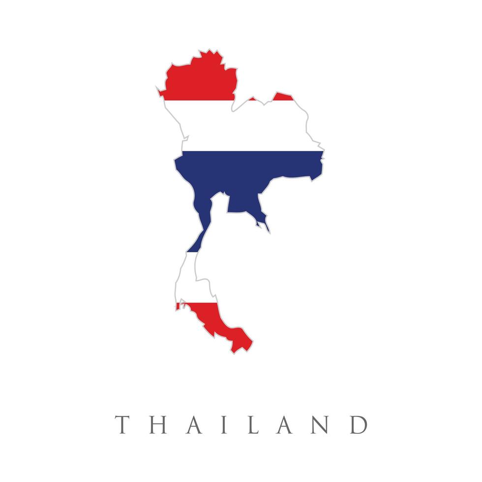 mapa de tailandia con la decoración de la bandera nacional. mapa de la bandera de tailandia. la bandera del país en forma de fronteras. ilustración vectorial de stock aislada sobre fondo blanco. vector