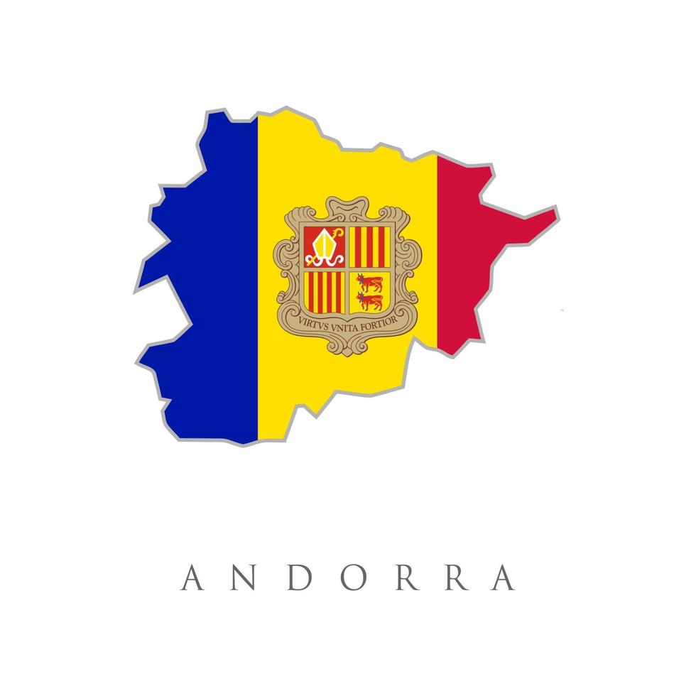 mapa de la bandera de andorra. mapa de la bandera de andorra. bandera del mapa de andorra. mapa de andorra con la bandera nacional de andorra aislada sobre fondo blanco. ilustración vectorial vector