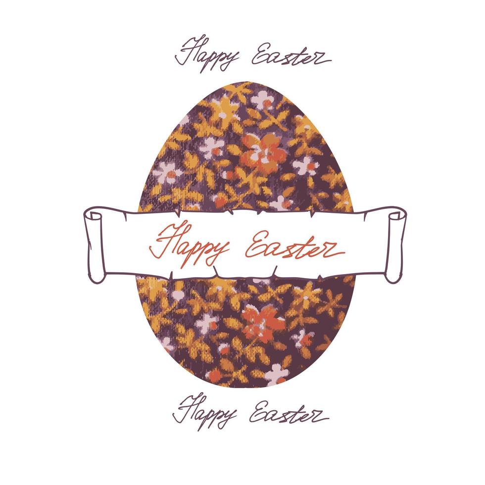 Image of an egg with floral ornament vector