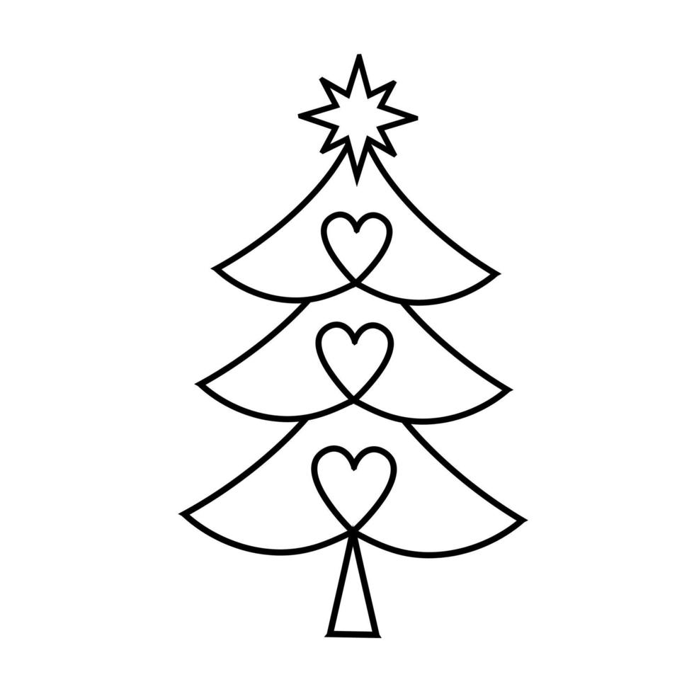 Christmas hand paint vector illustration with christmas tree.