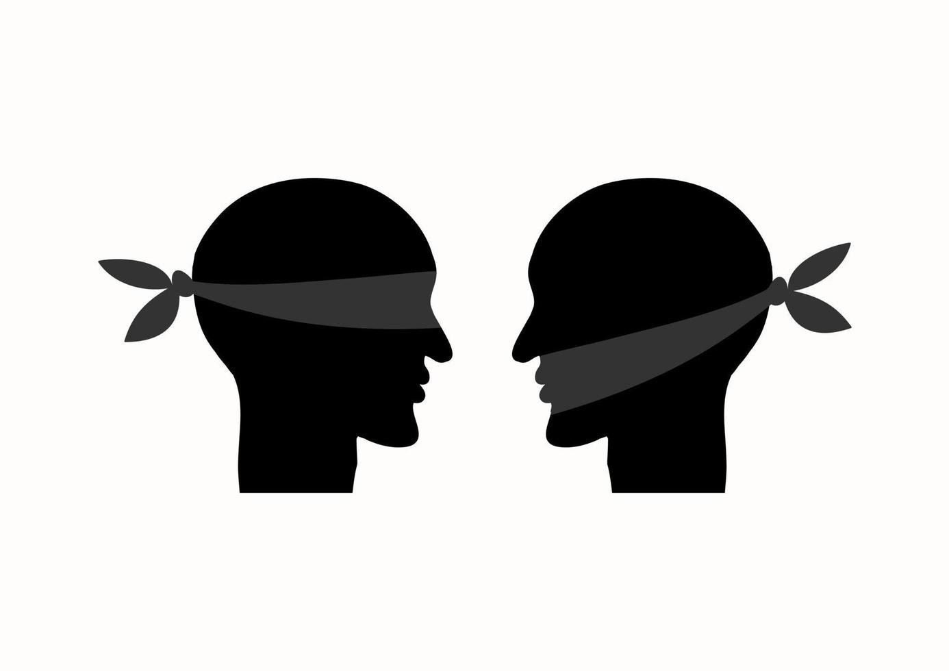 Mouth tied, blindfolded. vector