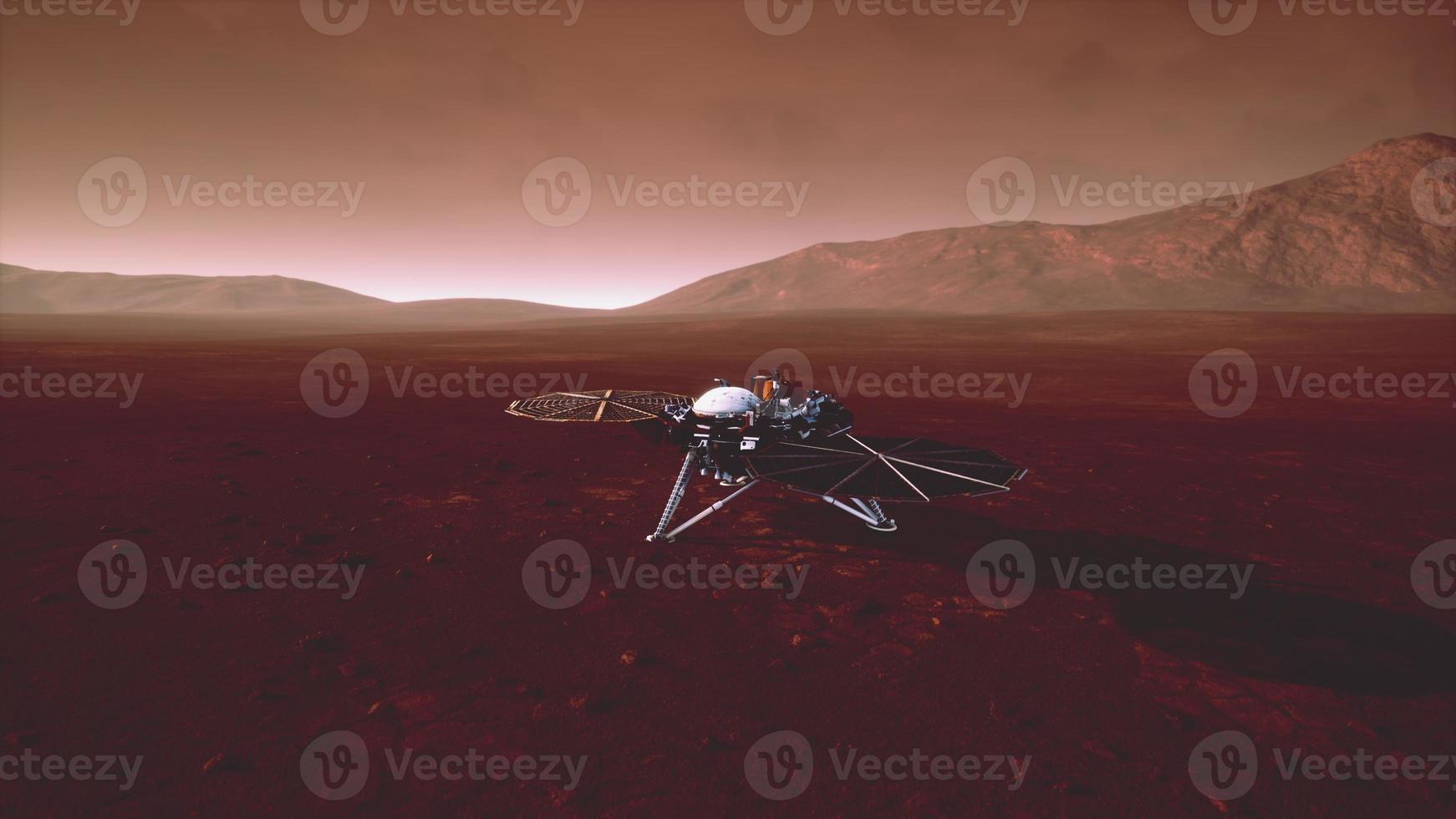 Insight Mars exploring the surface of red planet. Elements furnished by NASA. photo