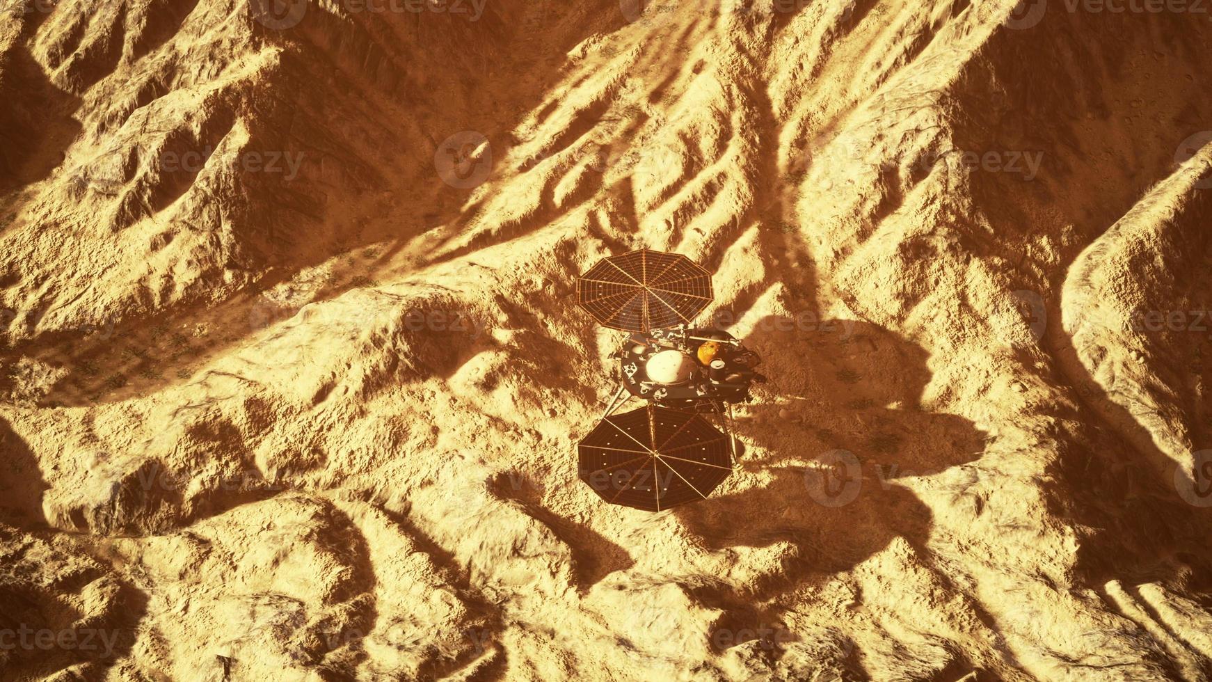 Insight Mars exploring the surface of red planet. Elements furnished by NASA. photo