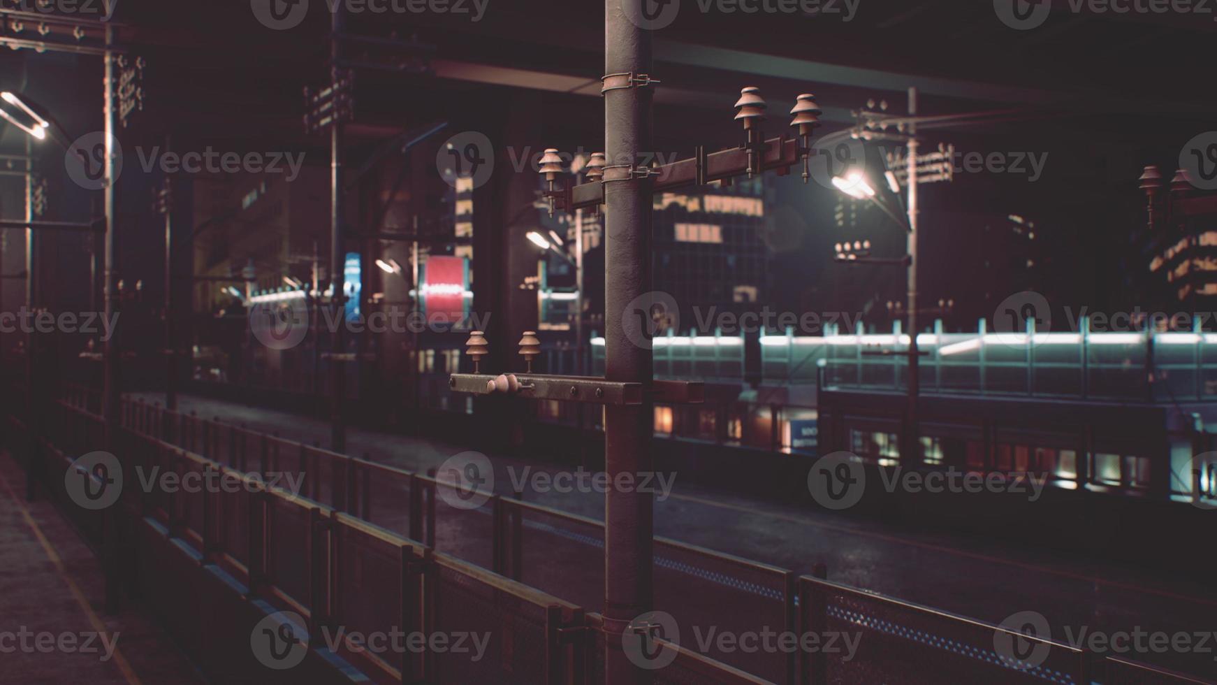 night scene of japan city with neon lights photo