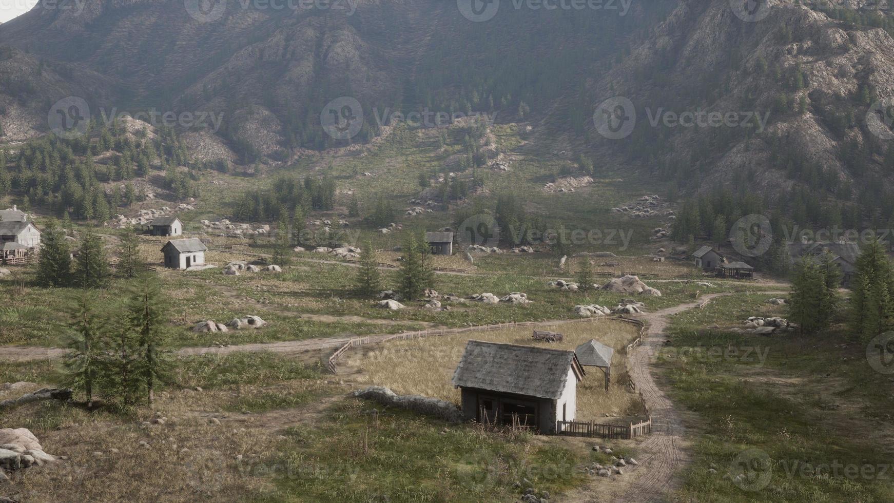 View on old Italian village in the Apennines mountains photo