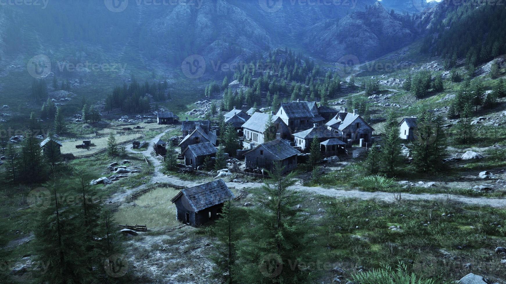 Beautiful old houses in the mountains photo