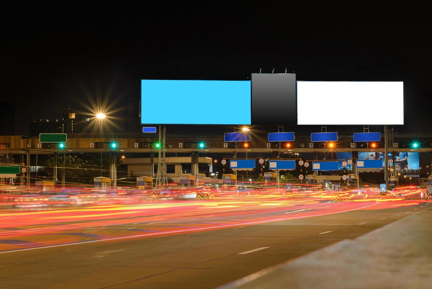 Billboards on the street at night for advertising communication photo