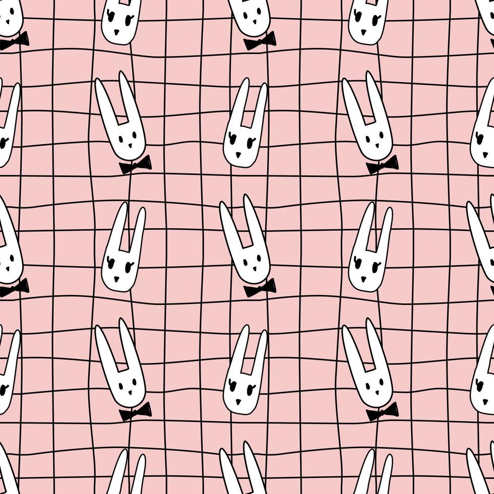 Seamless stripes background with little bunnies. Happy Easter. Seamless pattern. Wrapping paper pattern. Patterns for decorating banners, wallpaper. vector