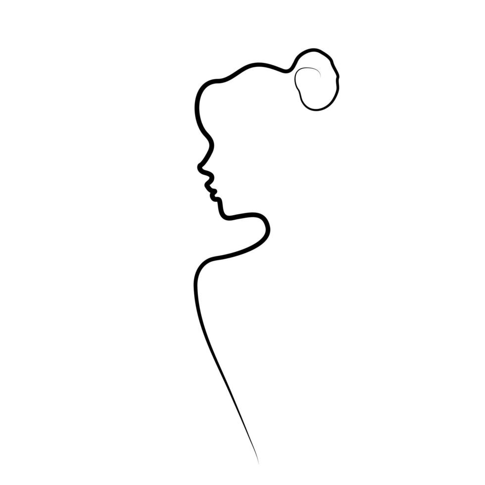 continuous line beautiful abstract face of a woman simple female face line drawing style trendy illustration for cosmetics Continuous lines. Minimal fashion print. vector beauty logo